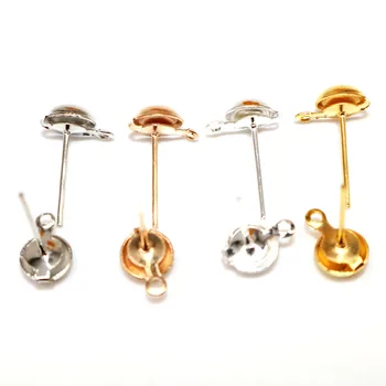 

Wholesale 100pcs Clip On Earring Clasps Hooks Findings With Loop Clasp Earring Pins Round Base Jewelry Findings Components