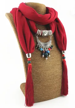 

New fashion ceramic tassel pendant scarf Mixed color accessories ladies shawl scarf jewelry necklace wild ladies long scarf