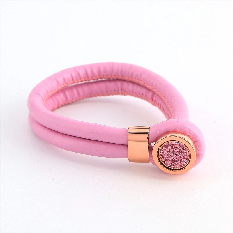 Moda joyería (2 unidades) cuero Mi moneda cambiar oro brazalete con cristal moneda