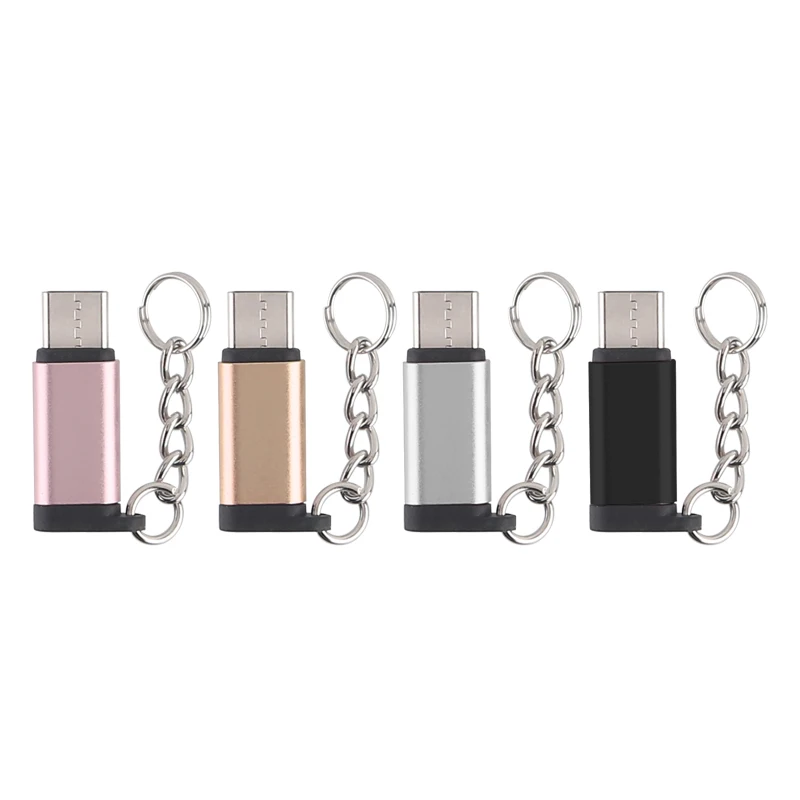 For lightning 8 Pin to Type C Charging Date Sync Adapter with Keychain For Apple Cables