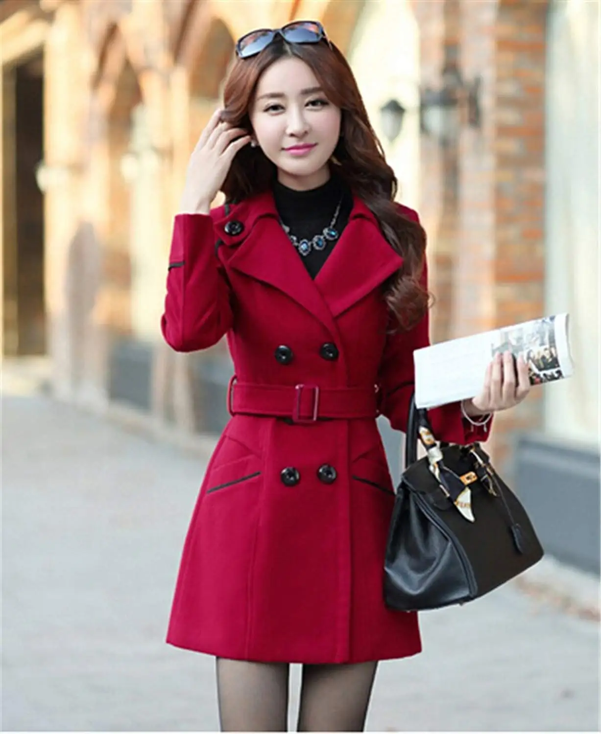 ZOGAA, осенне-зимнее женское пальто, длинное шерстяное, более размера d, элегантное пальто, женское двубортное шерстяное пальто размера плюс