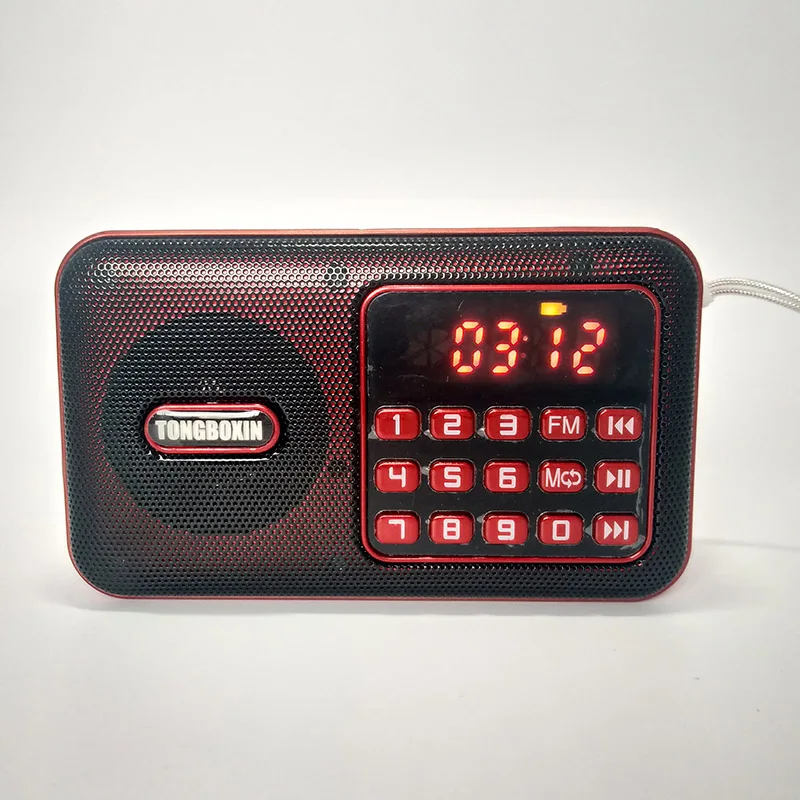 C-859, портативный fm-радио приемник, функция времени, часы, мини-динамик, USB, TF карта, 3,5 мм, наушники, поддержка двух аккумуляторов 18650
