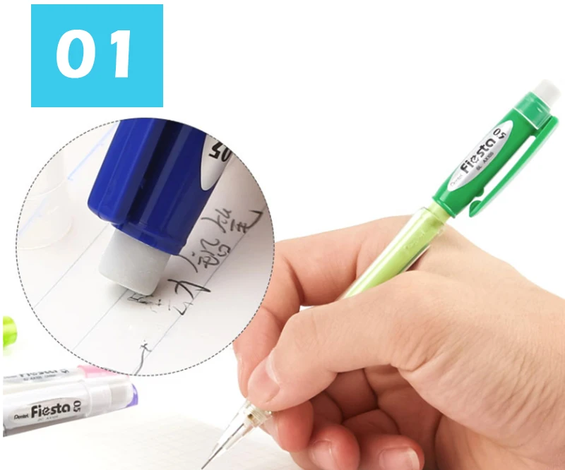 Pentel Ax105 탑 프레스 0.5mm 0.7mm 학교 및 사무용 문구용 샤프 펜슬 다채로운