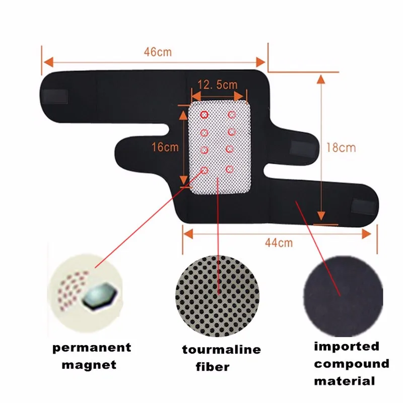 Одна пара магнитотерапия коленей бандажа колодки турмалиновый самонагревающийся колено Поддержка ортопедическая скобка здравоохранения облегчение боли H005