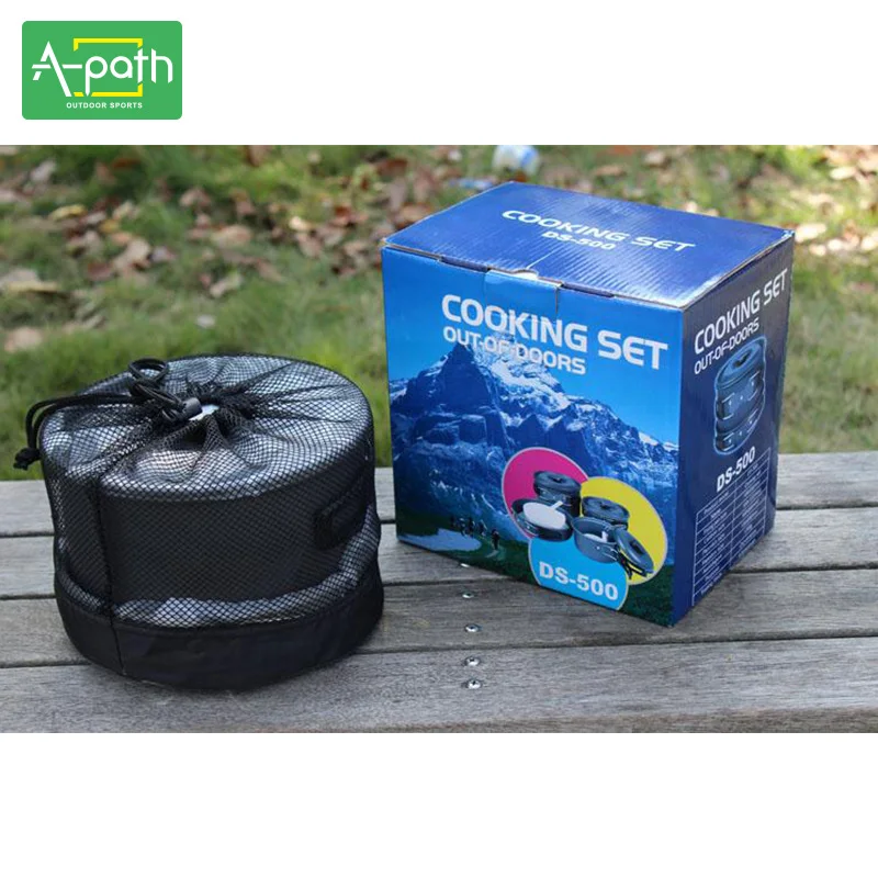 5-6 persona acampar al aire libre cocina portátil camping juego de utensilios alúmina pote sartén conjunto de picnic