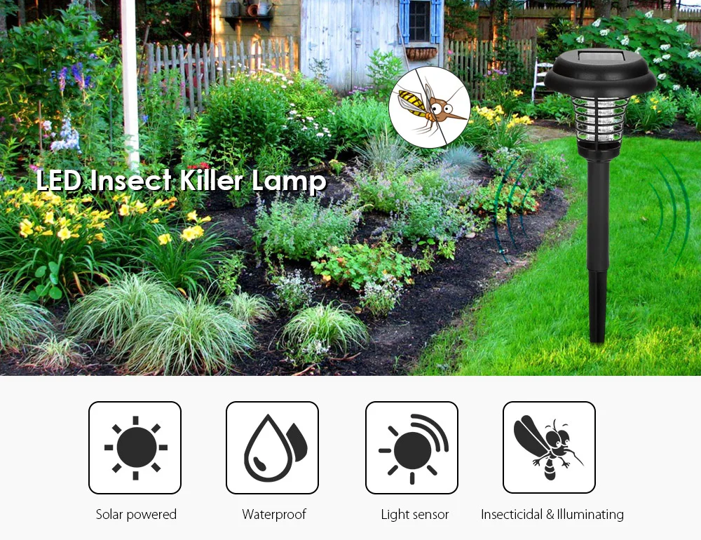 Солнечная энергия москитный убийца ошибка Zapper светильник для борьбы с вредителями Электронный насекомый червь убийца светодиодный светильник Открытый сад лужайка лампа