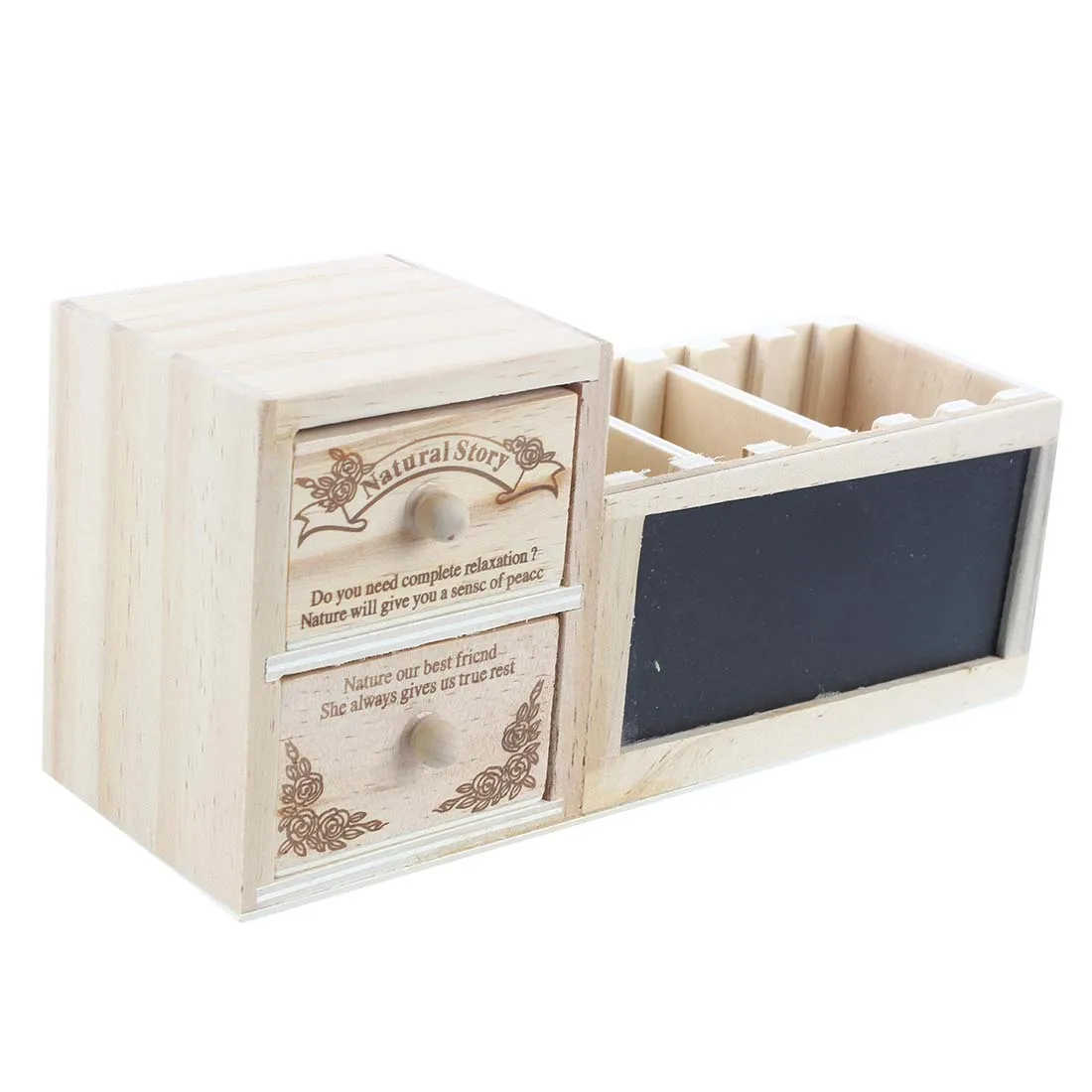 

Cute Kawaii Wooden Pen Holder Pencil Container New Organizer Storage Box Jewelry Box with Drawer Blackboard