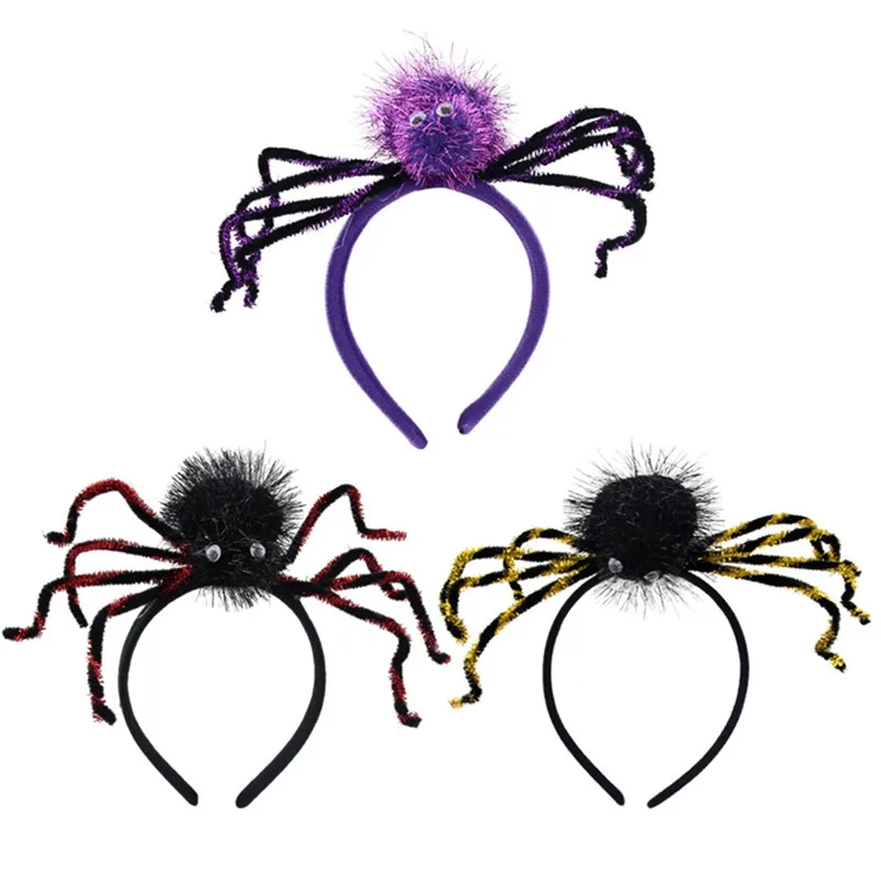 

PINKSEE Evil Gold Purple Red Big Spider Hairband For Girls Women Costume Halloween Party Headband Jewelry