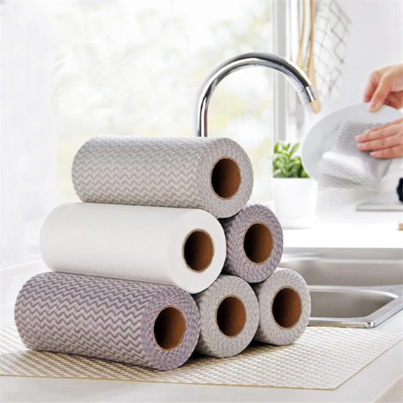 

50Pcs/Pack Non-woven Kitchen Cleaning Cloth Disposable Multi-Function Rag Wiping Scouring Pad Dishcloth Bathroom Washing Cloth
