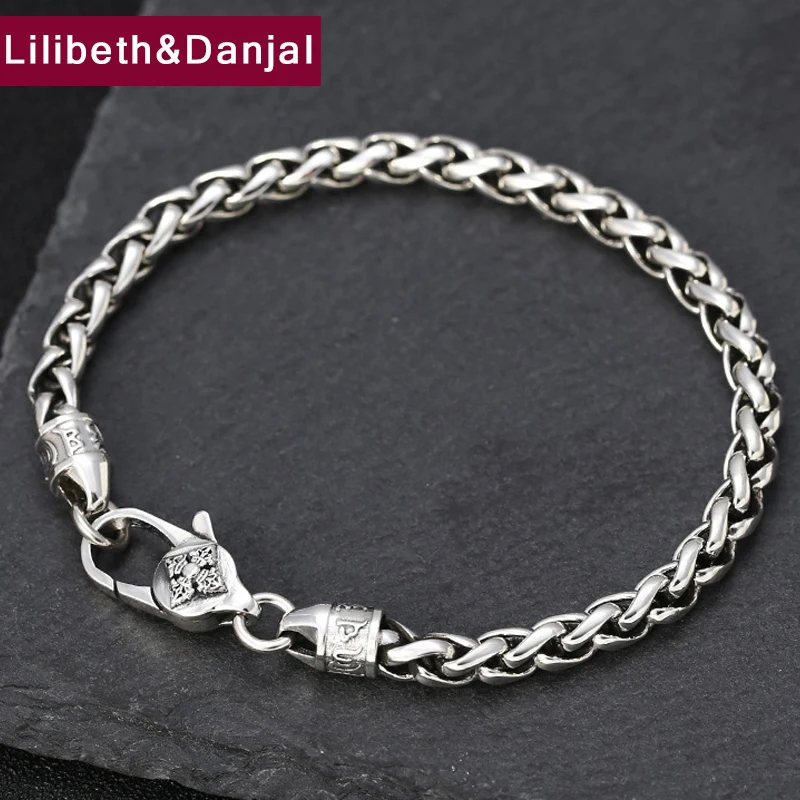 

Thai Silver Buddha Mantra Vajra Weave Rope Bracelets Bangle 100% 925 Silver Women Men friendship Bracelet Jewelry B51