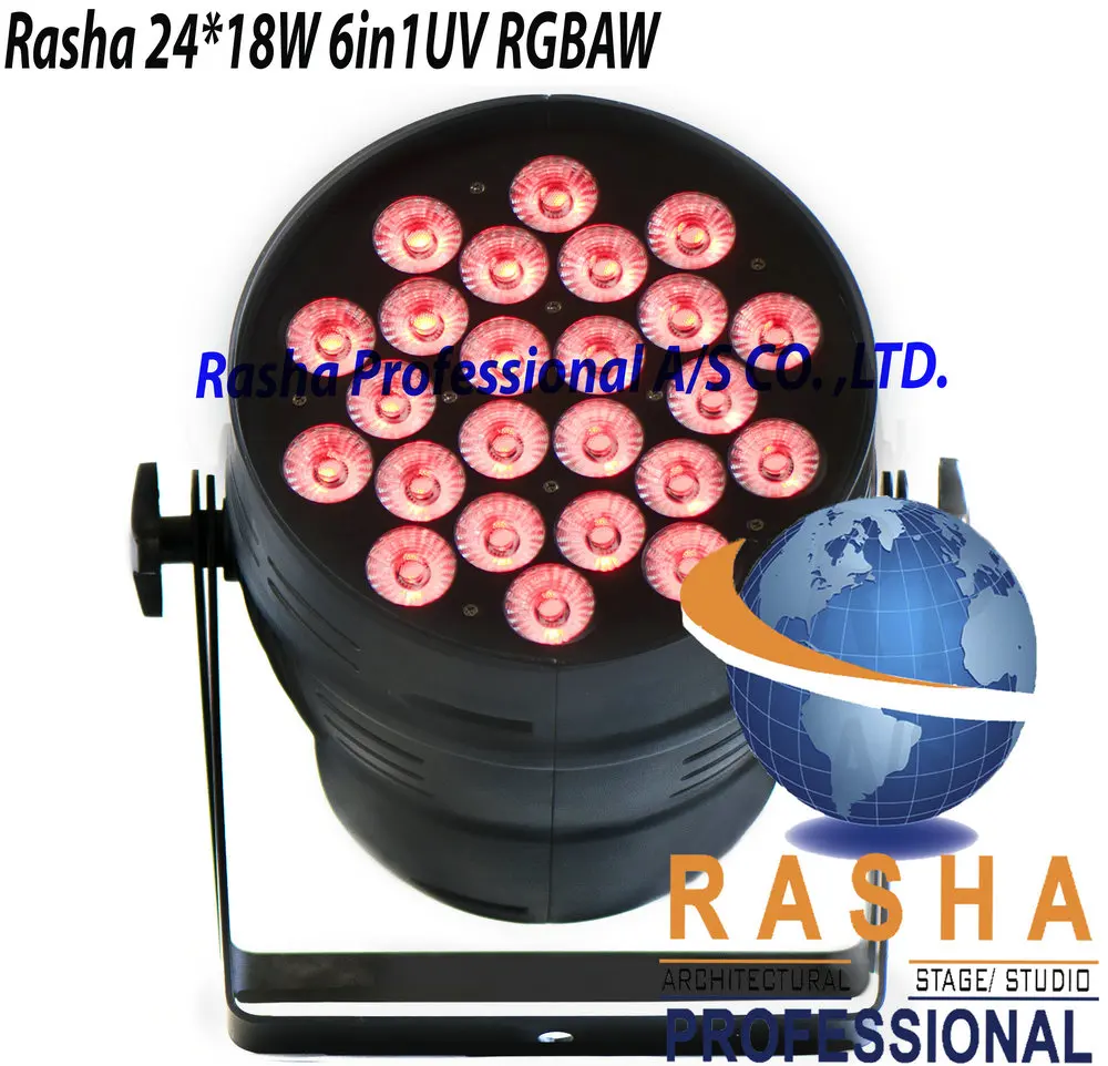 

1X LOT Big Sale Rasha High Brightness 24pcs*18W 6in1 RGBAW+UV LED Par Can Stage Light Event Party Alunium LED Par Profile