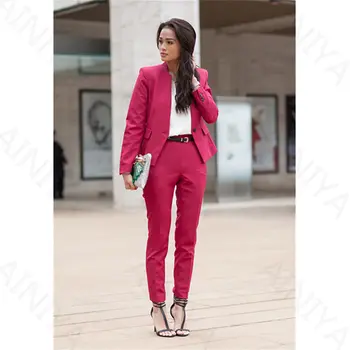 

Custom fashion new women's women's single button pink suit two-piece (jacket + pants) women's business formal suit