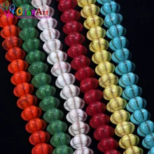 Olingart verde solto pedra 8*11mm misturado multicolorido abóbora grânulo acessórios para brincos pulseira colar diy jóias fazendo