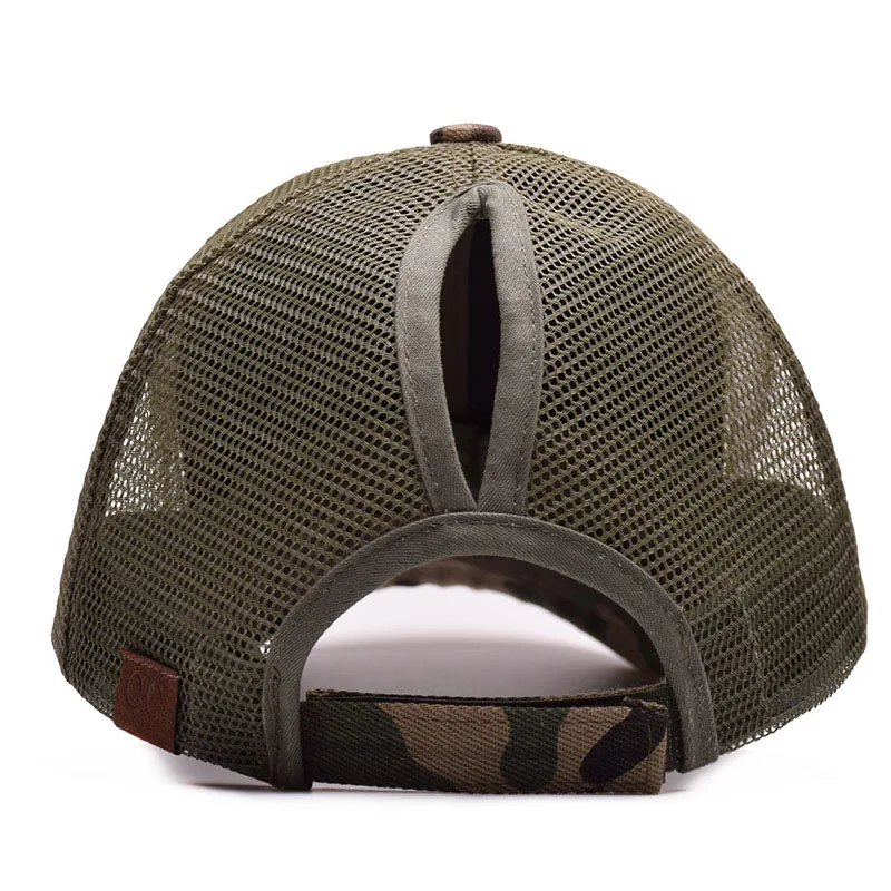 Women Summer Ponytail Baseball Cap Ladies Messy Bun Adjustable Sport Hat Camouflage Woman's Outdoor Snapback Mesh Caps CP0004 (10)