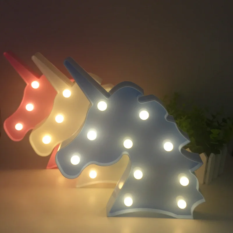 REEDBUCK 3D Unicorn Head Led Night Lights Animal Marquee Lamps Kids Gift Bedroom Table Led Lamp Party Wedding Home Decoration  (6)