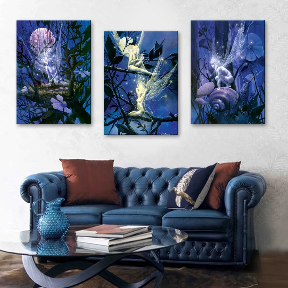 

Free Shipping Stretched Canvas Prints Spirit Flash Effect LED Flashing Optical Fiber Print LED Wall Art LED Decorations