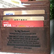 Мужской кошелек-бумажник из кожи, идеальный подарок для мужчин, мужской двойной бумажник из натуральной кожи ручной работы, персональный текст с гравировкой