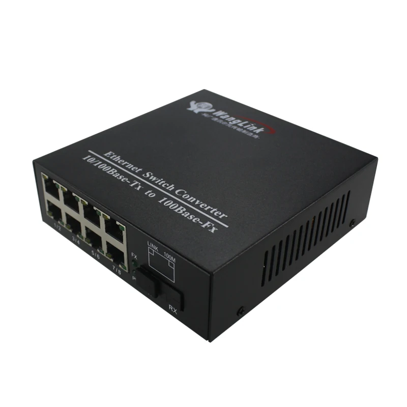 

100M 8 port RJ45 Fast Ethernet SC single mode single fiber optical transceiver 100m 8port rj45 network transceiver 1 pair