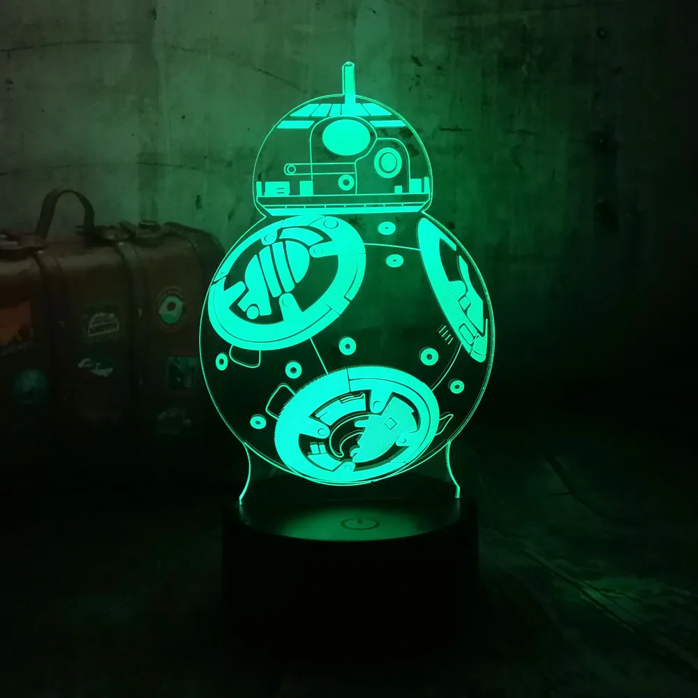 Горячая 3D Звездные войны Робот BB 8 настольная лампа светодиодный ночной