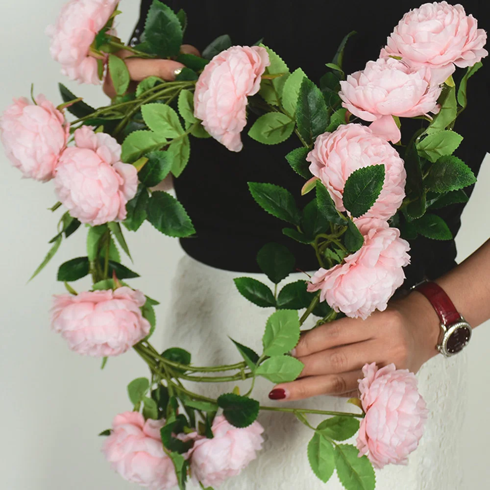 

1 X Artificial Peony Garland Silk Flower Vine Ivy Wedding Garden String Decor