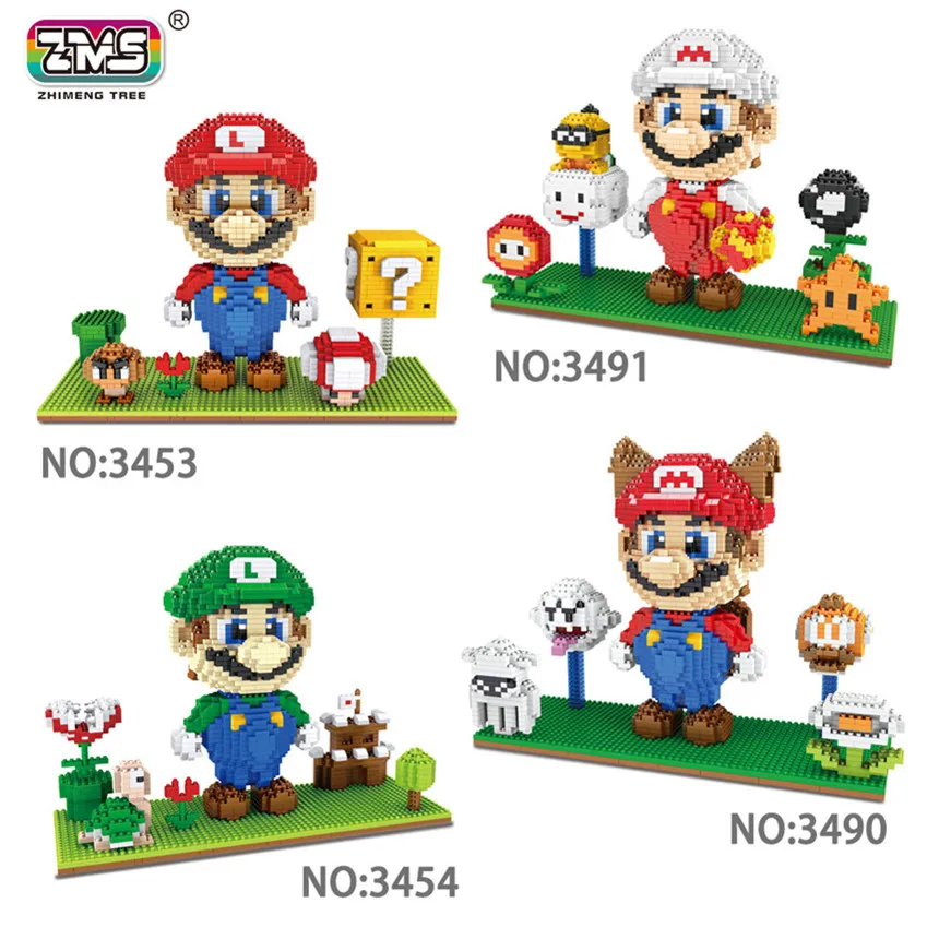 2019 игра Super Mario Luigi Yoshi Bowser Fire Cat DIY мини строительный микроконструктор нано блоки
