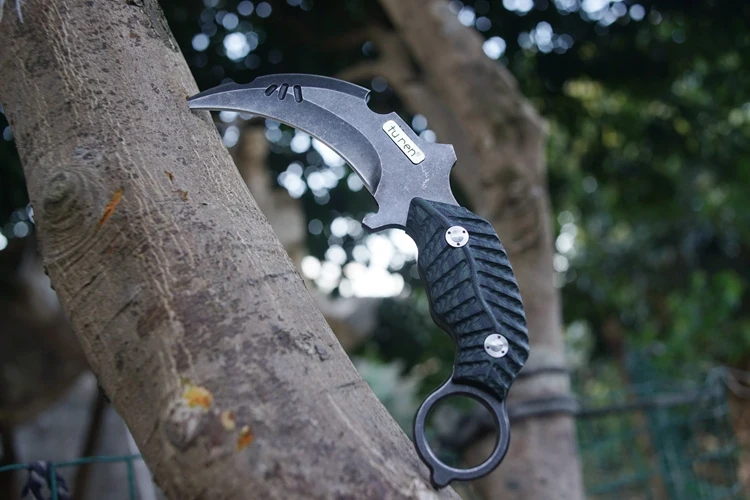 ФУ ЖЭНЬ StoneWashed Коготь Нож Зеленый G10 Hanlde Фиксированным Лезвием Выживание