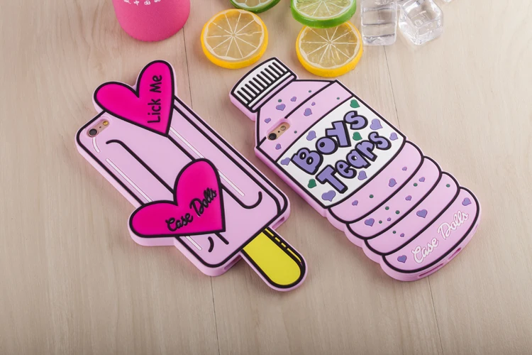 

3D Soft Silicone Case for iPhone 4 4s 5 5s SE 6 7 8 6s plus 4.7/5.5 Popsicles Water Bottle Boys Tears Cover for iPhone X