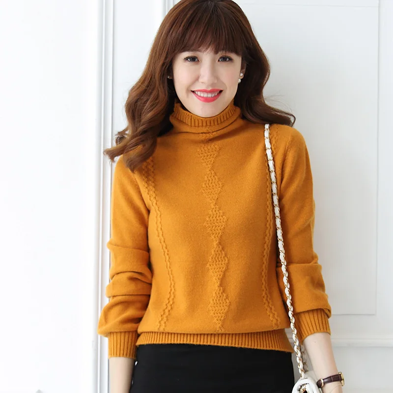 adohon 2018 womens winter Cashmere sweaters and auntmun women knitted Pullovers Turtleneck High Quality Warm Female Solid