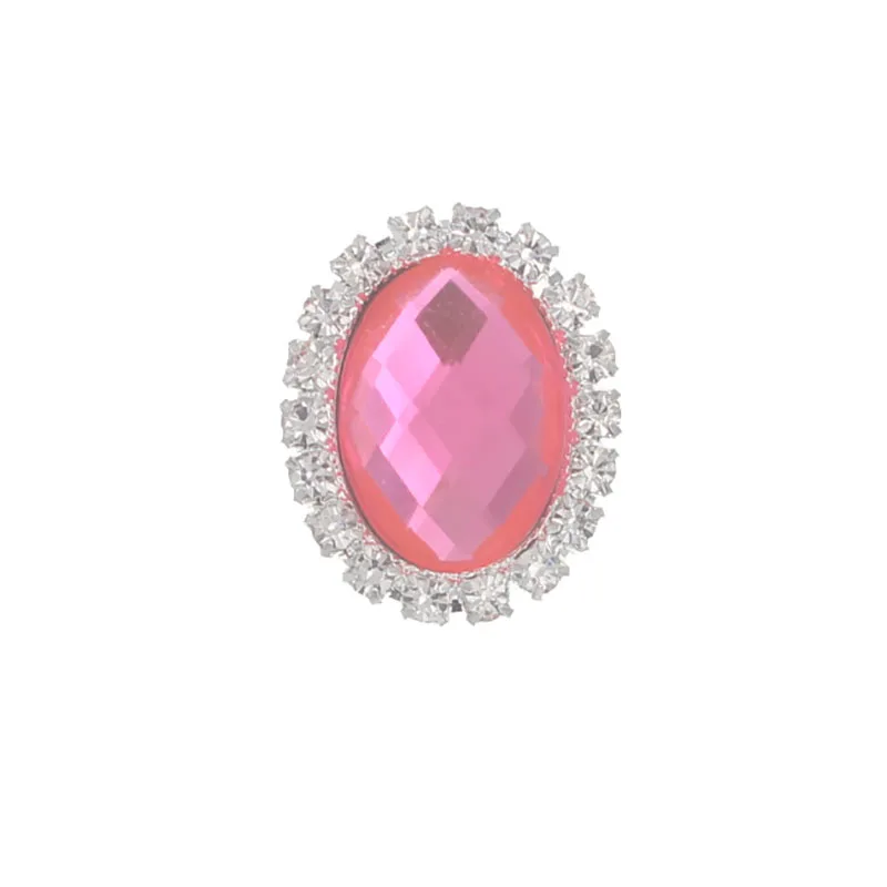 25 мм овальные акриловые пуговицы со стразами с плоской задней частью для рукоделия украшения из драгоценных камней для свадебного приглашения или банта для волос с кристаллами - Цвет: 4 Deep pink button