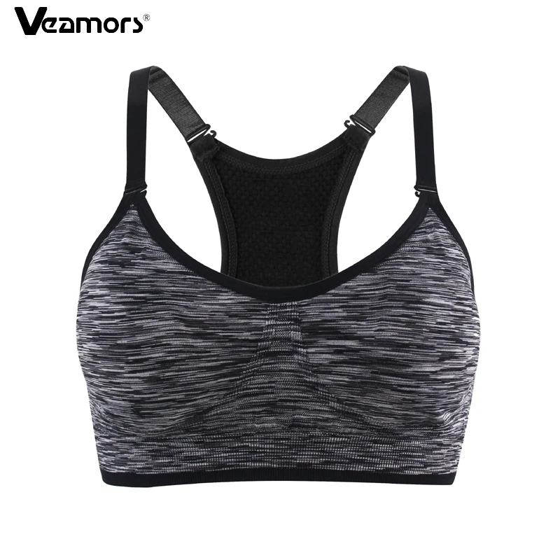 

VEAMORS 2 Styles Yoga Sport Bra For Women Fitness Running Breathable Shockproof Vest Top Padded Elastic Push Up Bra Ladies Tops