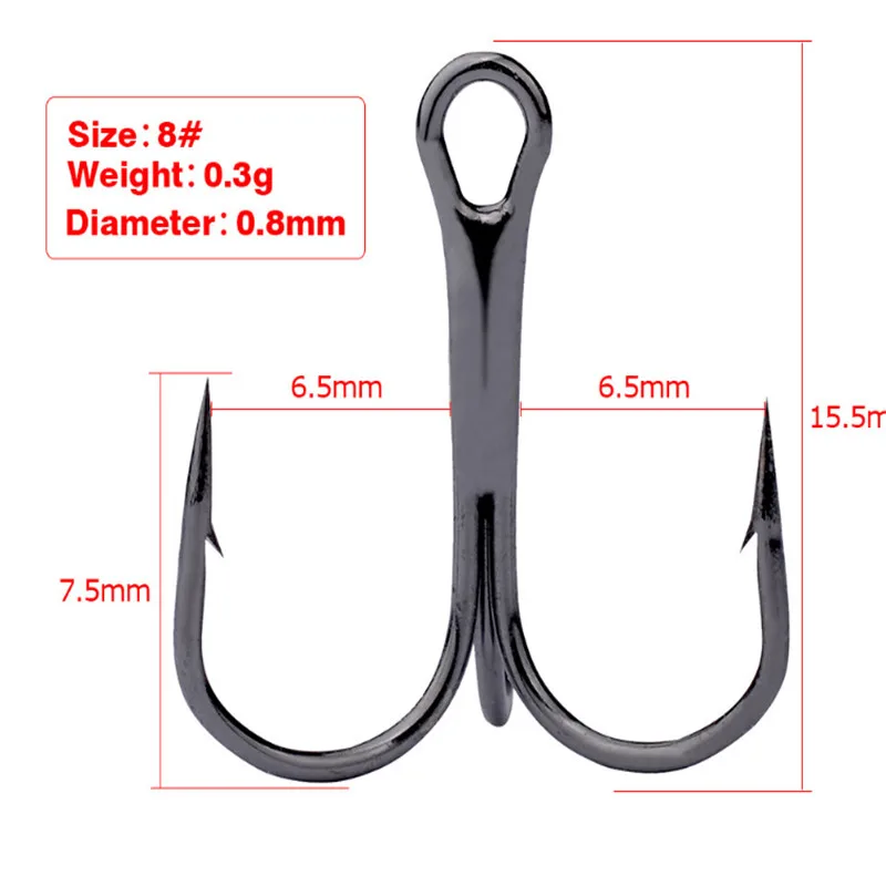 Carbon Steel Treble Hooks, Carbon Steel Fish Hooks, 10/0