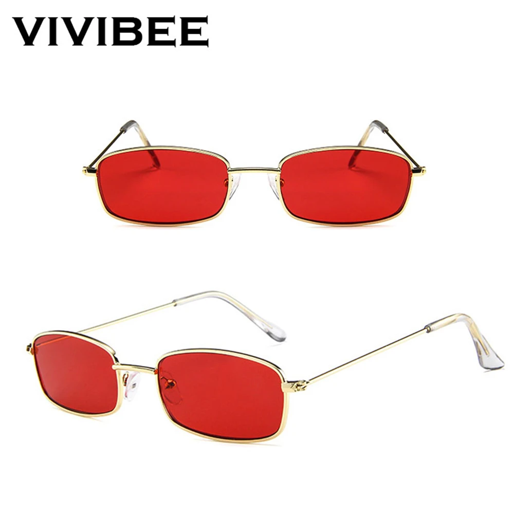 VIVIBEE Модные женские маленькие солнцезащитные очки в стиле ретро с металлической