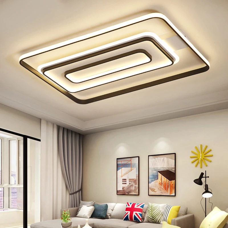 

NEO Gleam Rectangle Modern led chandelier for living room bedroom home deco square White+Black Color Ceiling Chandelier