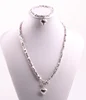 Collier et bracelet en forme de coeur martelé avec perles carrées plaqué Rhodium, ensemble de bijoux pour femmes, cadeau de vacances, livraison gratuite ► Photo 1/3