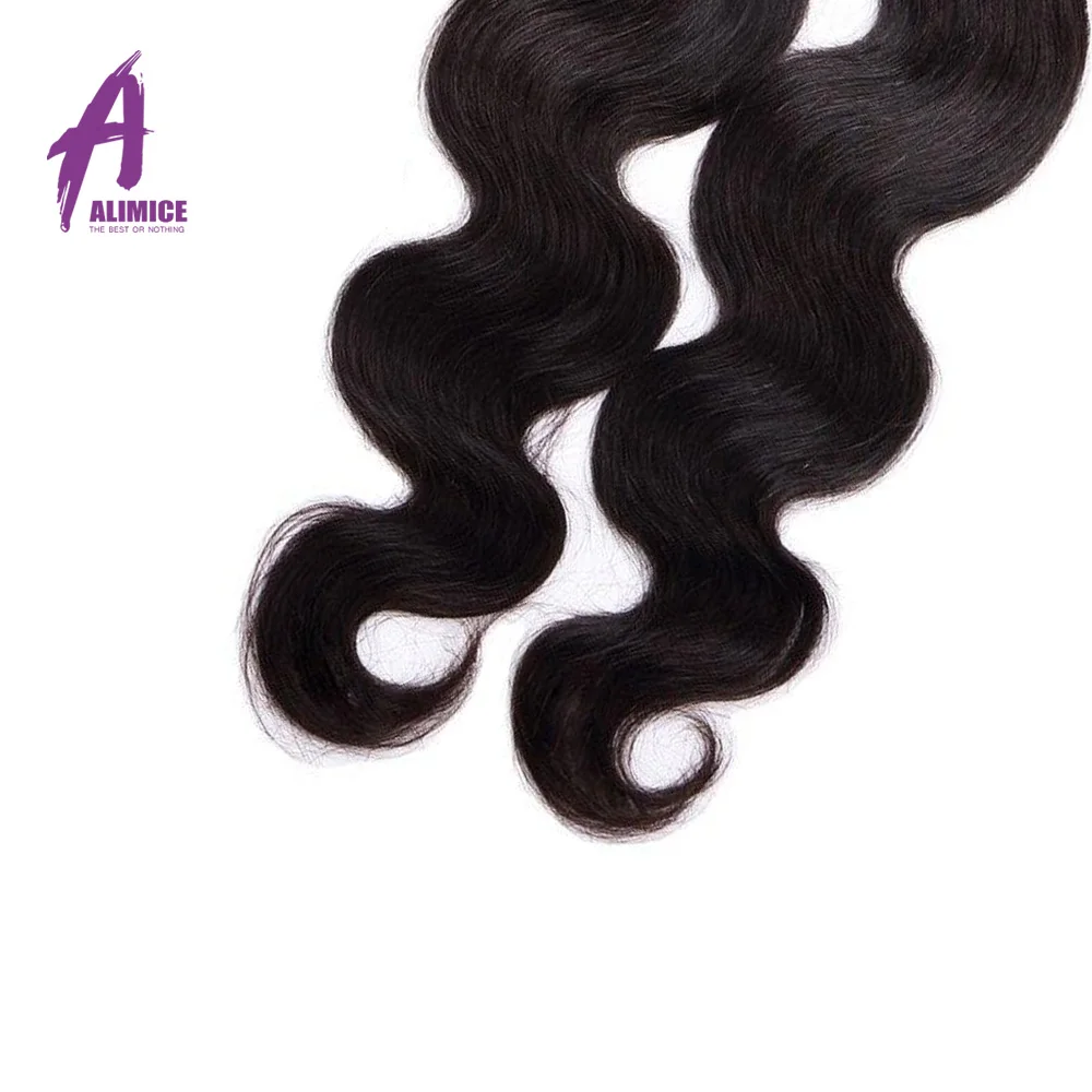 Alimice Brazilian Hair Body Wave 4Bundles With Closure Human Hair Bundles With Closure Human Hair Extensions 50gBundle 5PcsLot (6)