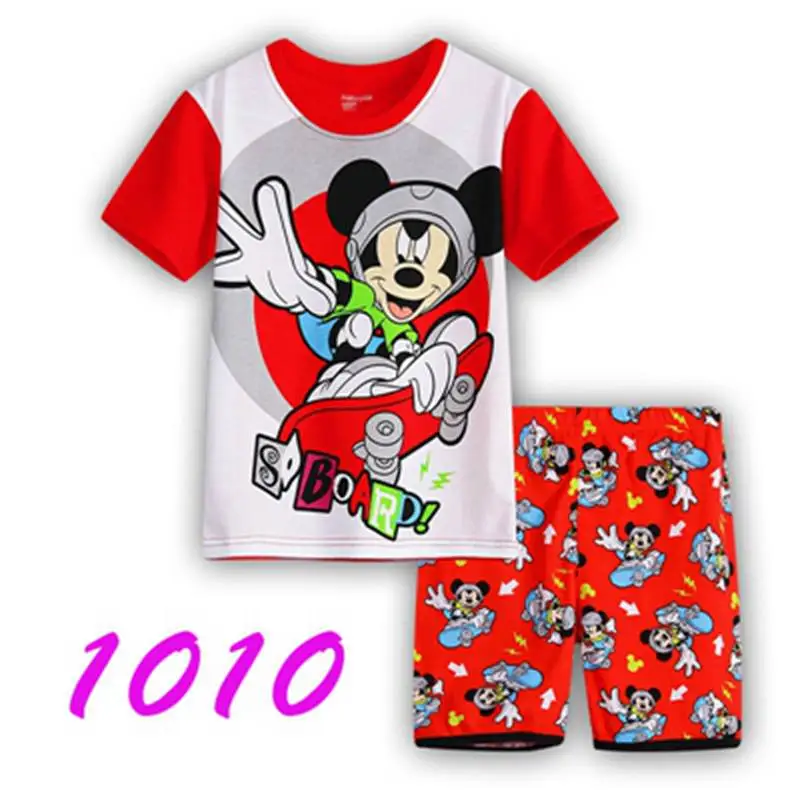 Коллекция года, новейшие летние хлопковые пижамы с короткими рукавами для мальчиков и девочек детская одежда для сна с рисунками животных для детей возрастом от 2 до 7 лет - Цвет: Белый