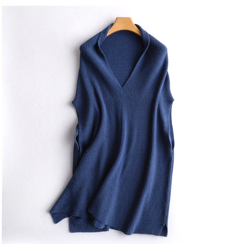 Новинка 2019 женский кашемировый вязаный жилет свободный пуловер пальто Осень