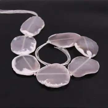 

15.5"/strand Large Size Natural White Agates Faceted Slab Beads,Raw Onxy Stone Slice Nugget Necklace Pendant Jewelry Supplier