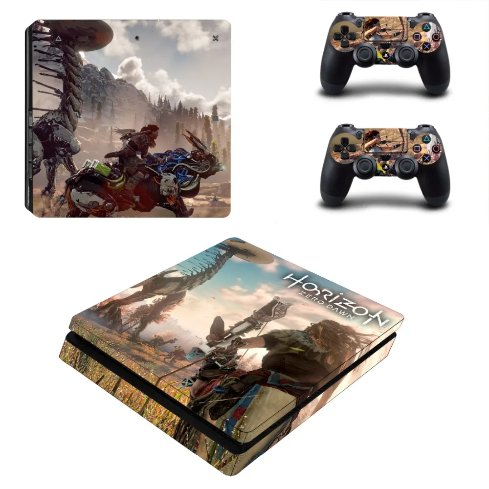 Виниловая наклейка Horizon Zero Dawn PS4 Slim Skin для консоли Sony Playstation 4 и 2 контроллера