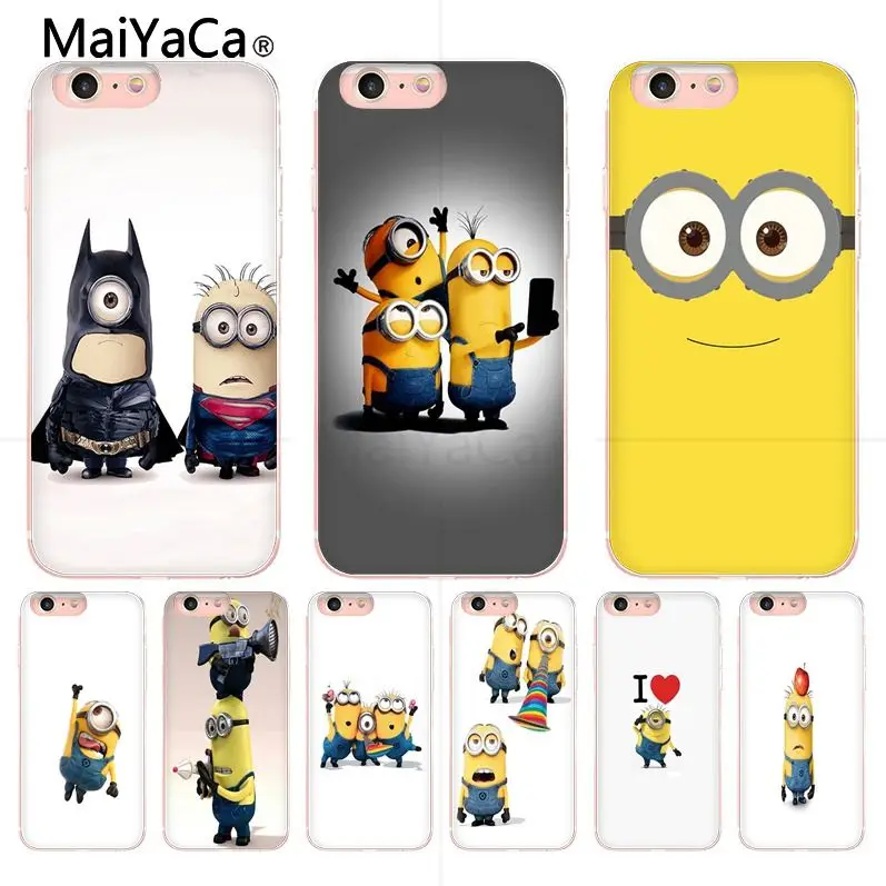 

MaiYaCa funny minions Custom picture print Cover Case For iPhone 8 7 6 6S Plus 5 5S SE 5C Coque Shell