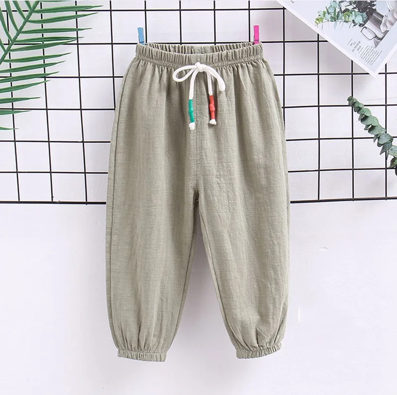 CROAL CHERIE Summer Solid Color Linen Children Pants for Baby Boys Girls Pants Harem Pants for Kids Child Trousers 90-130cm  (9)
