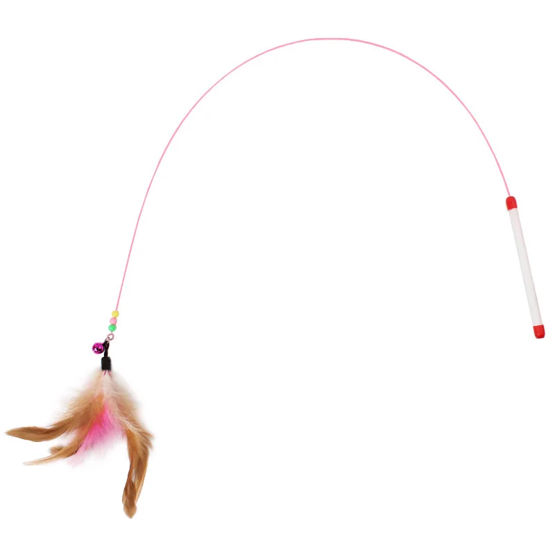 90cm Cat Toy Feather Stick Pet Cat Toys Feather Wand Cat Feather Toy Interactive with Bell for Cat Catcher Teaser Toy