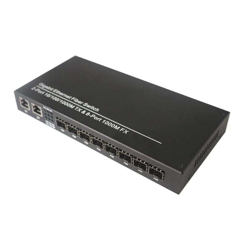 SFP оптоволоконный коммутатор Ethernet 8-Порты и разъёмы слот SFP до 2-Порты и разъёмы TX RJ45 Gigabit конвертер fibra оптика переключатель
