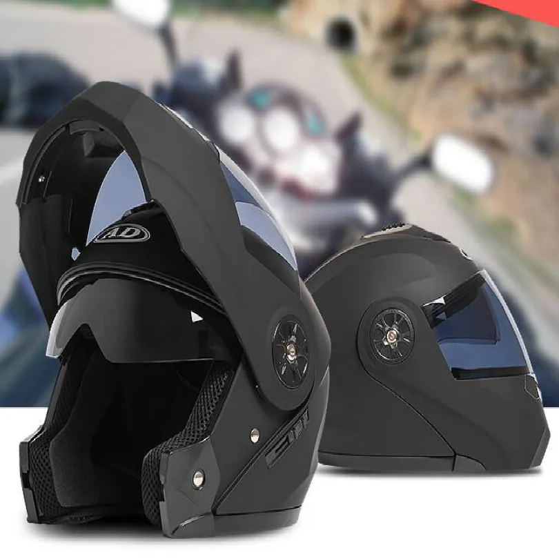 

High-quality flip up helmet Double lens motorcycle helmet capacetes de motociclista motocross helmet motorcycle black silver