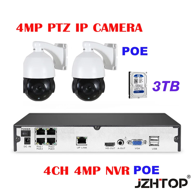 Скоростная купольная IP камера 4 МП сетевой PTZ источник питания POE для помещений и
