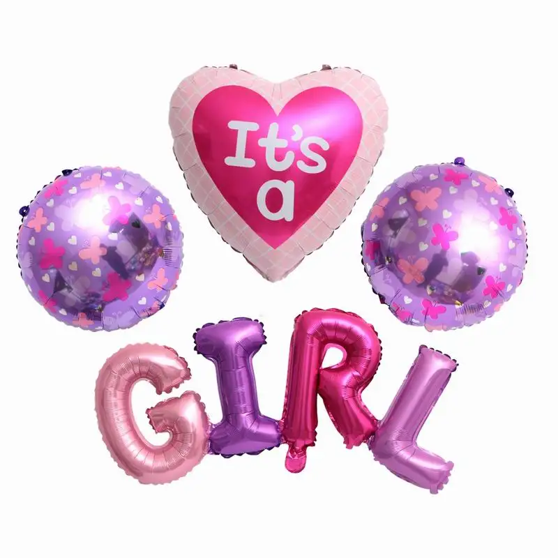 

1 Set Baby Shower Gender Reveal Birthday Theme Party Decor Its A Boy Girl Letters Foil Balloons DIY Inflatable Air Balloons