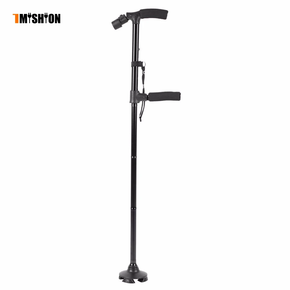 

Double T-handle Folding Foldable Walking Highking Guide Stick Aluminum Alloy Anti-slip Ultralight Adjustable Blind Cane Sticks