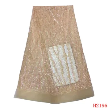 

2019 New Design Tulle Lace Fabric Sequins African French Net Lace Fabric Nigerian Lace For Clothing Women/Men HX2196