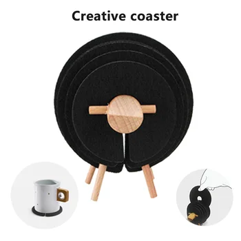 

New Sheep Shape Anti Slip Drink Coasters Insulated Round Felt Cup Mats Funny Felt Cups Mugs Mats Housewarming Gifts