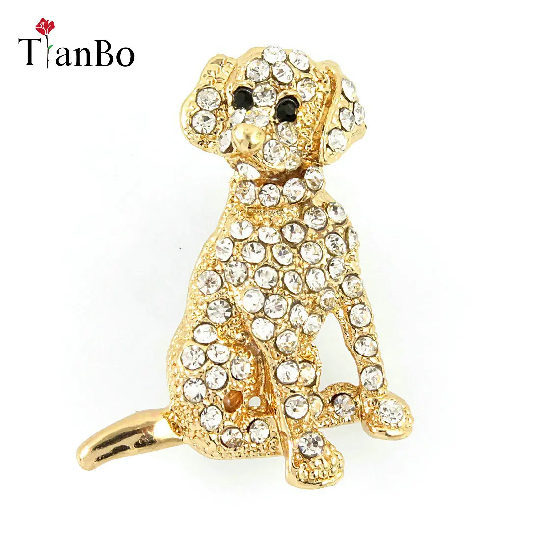 

TianBo trendy elegant full cubic zircon solid cute puppy brooches pin lady imitation Scarf buckle CZ jewelry accessory